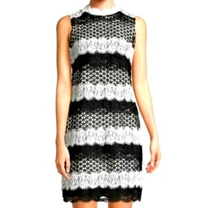 Belle Badgley Mishka Gloria Black White Lace Stripped Dress Size 4